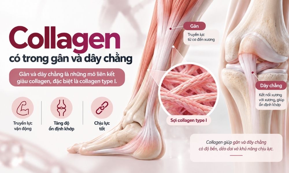 Collagen có trong gân và dây chằng, vai trò của collagen type I trong cấu trúc và khả năng chịu lực