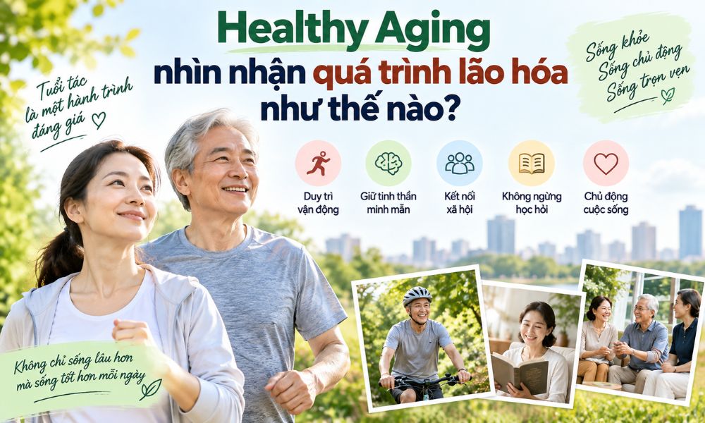 Healthy Aging nhìn nhận lão hóa, duy trì khả năng chức năng, năng lực nội tại và sự độc lập khi tuổi cao