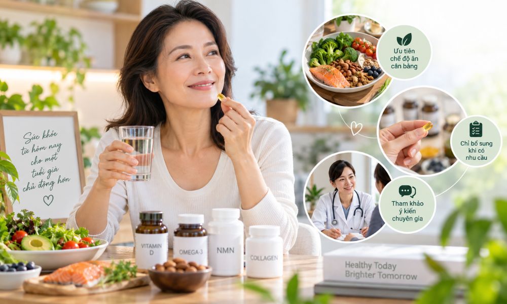 Khám sức khỏe định kỳ và quản lý bệnh nền, theo dõi nguy cơ tim mạch, đường huyết và sức khỏe xương