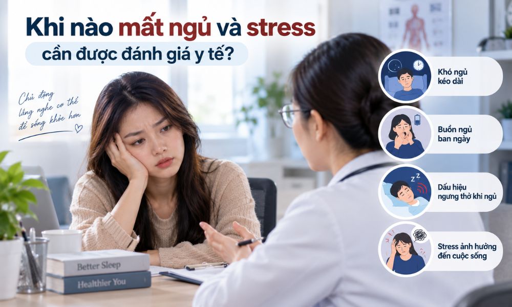 Khi nào mất ngủ và stress cần được đánh giá y tế, dấu hiệu rối loạn giấc ngủ và căng thẳng kéo dài