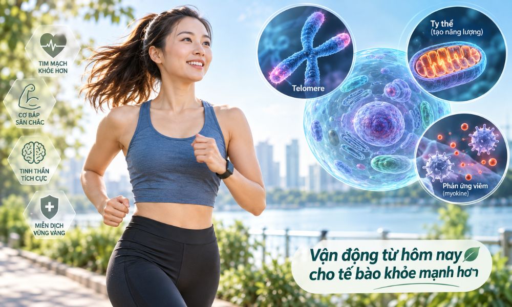 Tập luyện tác động đến dấu hiệu lão hóa ở cấp độ tế bào, telomere, ty thể và phản ứng viêm